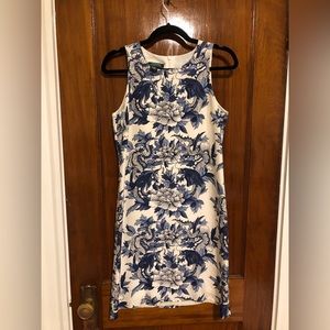 Ralph Lauren Blue and White Chinoiserie Patterned Silk Dress Sz 4